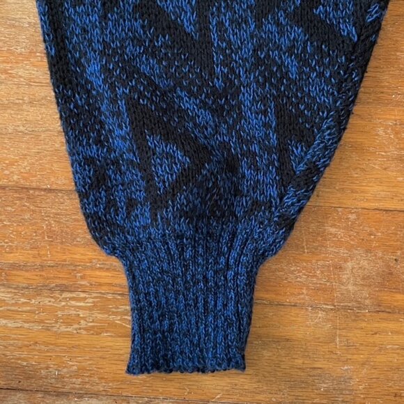 Vintage Mens Sweater Size Large 80s Geometric Print Knit Acrylic Mock Turtleneck - Picture 4 of 4